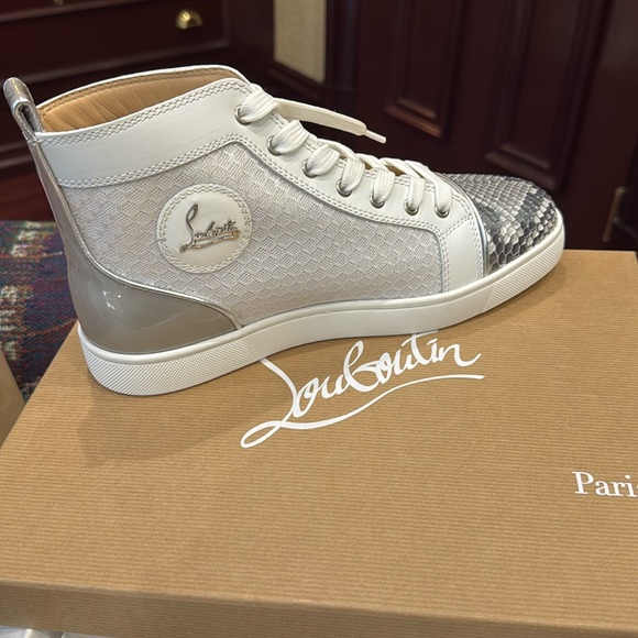 NEW Christian Louboutin High Top Snake Skin Sneakers